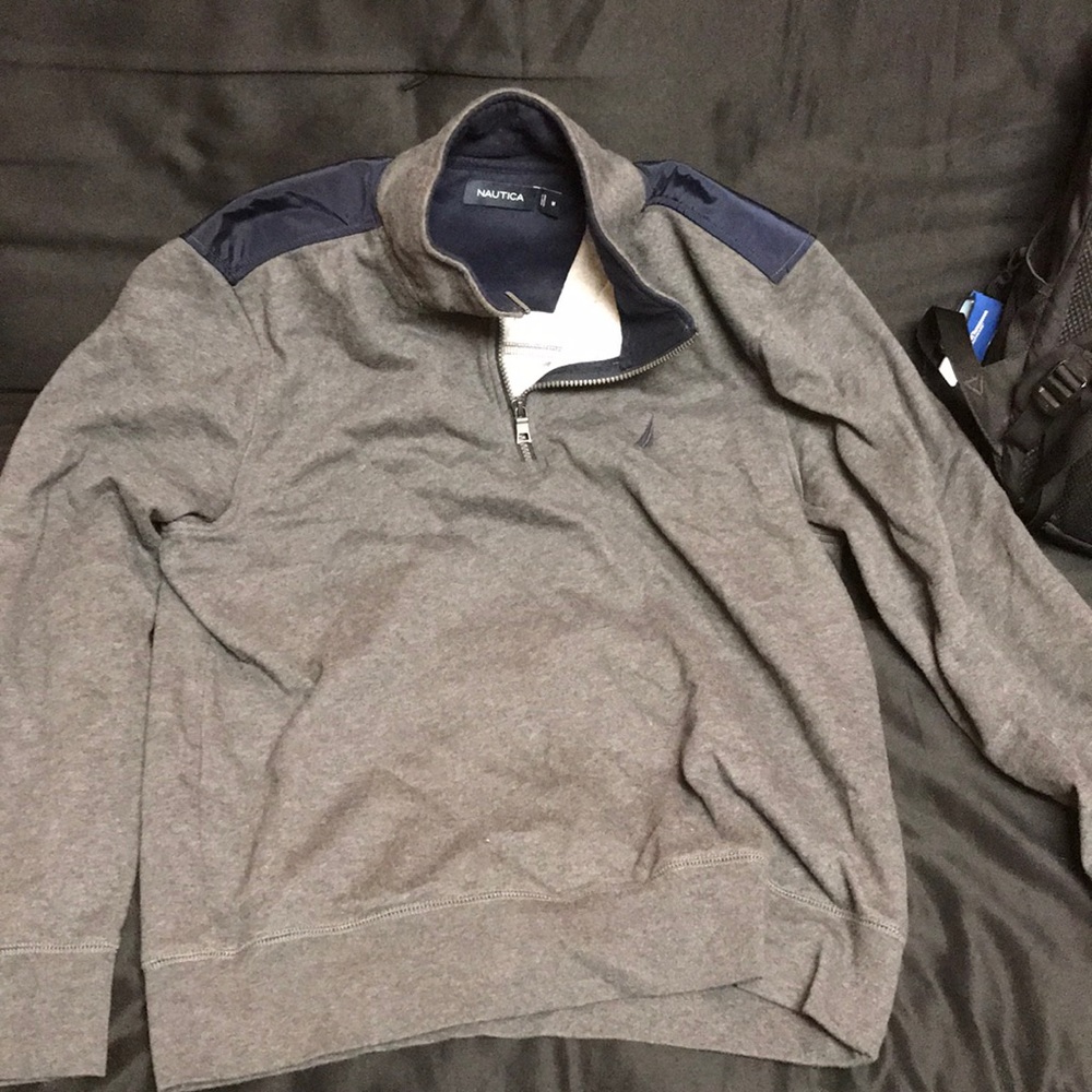 Nautica Grey and navy blue Quarter zip